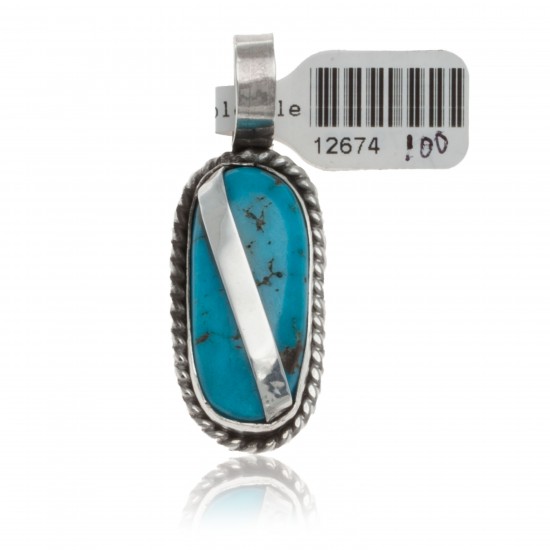 Handmade Certified Authentic Navajo .925 Sterling Silver Natural Turquoise Native American Pendant 12674-100 All Products NB160428214531 12674-100 (by LomaSiiva) Handmade Certified Authentic Navajo .925 Sterling Silver Natural Turquoise Native American Pendant 12674-100 All Products NB160428214531 12674-100 (by LomaSiiva)