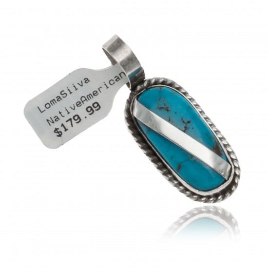 Handmade Certified Authentic Navajo .925 Sterling Silver Natural Turquoise Native American Pendant 12674-100 All Products NB160428214531 12674-100 (by LomaSiiva) Handmade Certified Authentic Navajo .925 Sterling Silver Natural Turquoise Native American Pendant 12674-100 All Products NB160428214531 12674-100 (by LomaSiiva)