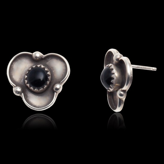 Black Onyx .925 Sterling Silver Certified Authentic Navajo Native American Stud Earrings 27244 Black Onyx .925 Sterling Silver Certified Authentic Navajo Native American Stud Earrings 27244