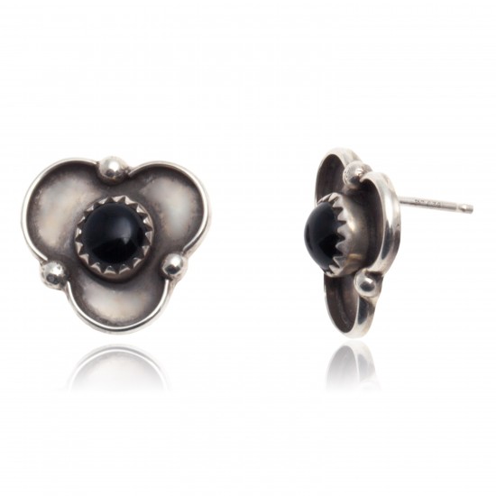 Black Onyx .925 Sterling Silver Certified Authentic Navajo Native American Stud Earrings 27244 Black Onyx .925 Sterling Silver Certified Authentic Navajo Native American Stud Earrings 27244