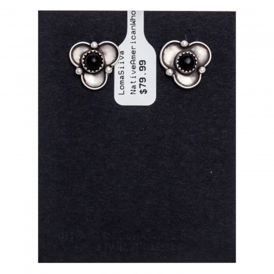 Black Onyx .925 Sterling Silver Certified Authentic Navajo Native American Stud Earrings 27244 Black Onyx .925 Sterling Silver Certified Authentic Navajo Native American Stud Earrings 27244
