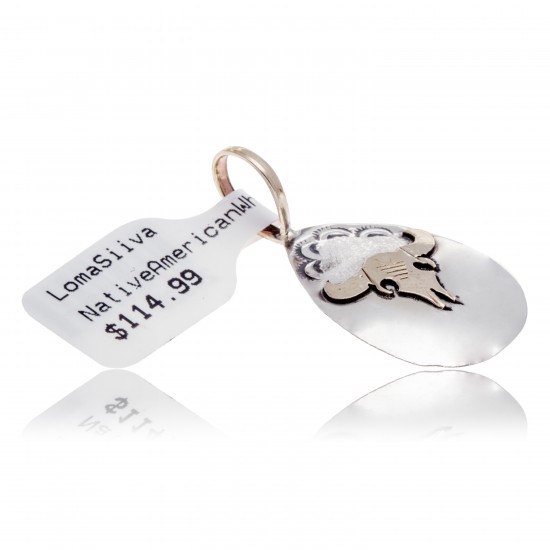 12kt Gold Filled and .925 Sterling Silver Bull Skull Handmade Certified Authentic Navajo Native American Delicate Pendant 24528 12kt Gold Filled and .925 Sterling Silver Bull Skull Handmade Certified Authentic Navajo Native American Delicate Pendant 24528