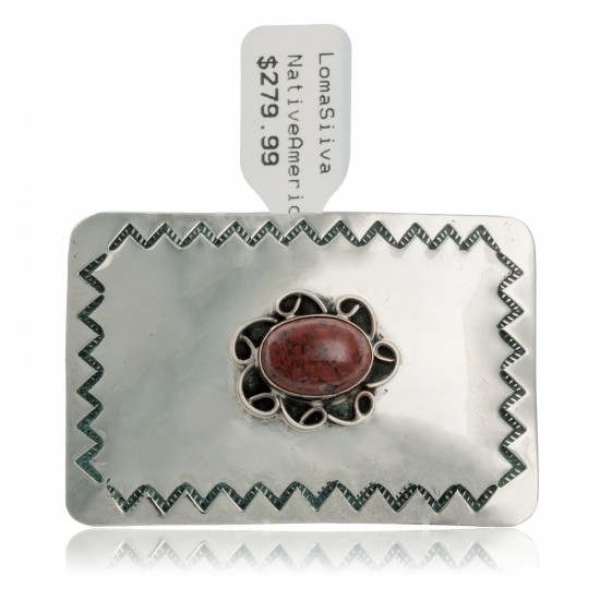 Certified Authentic Handmade Navajo Nickel Natural Red Jasper Native American Buckle 1217-4 All Products NB160406090142 1217-4 (by LomaSiiva) Certified Authentic Handmade Navajo Nickel Natural Red Jasper Native American Buckle 1217-4 All Products NB160406090142 1217-4 (by LomaSiiva)