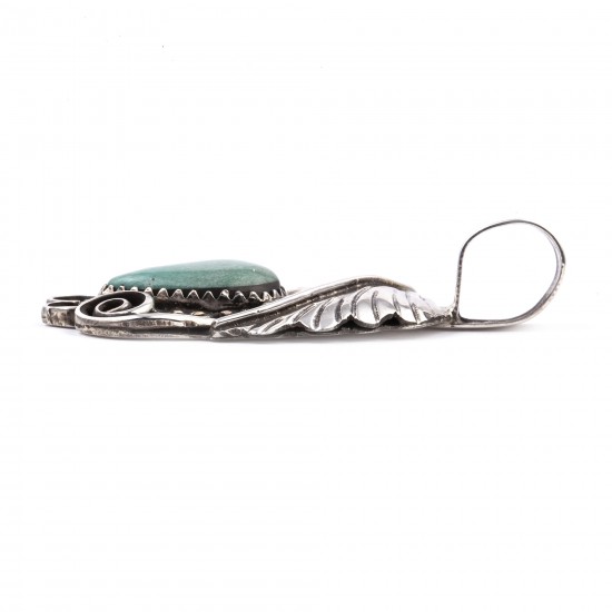 Flower and Leaf .925 Sterling Silver Certified Authentic Handmade Navajo Native American Natural Turquoise Pendant 1504 All Products NB180524003330 1504 (by LomaSiiva) Flower and Leaf .925 Sterling Silver Certified Authentic Handmade Navajo Native American Natural Turquoise Pendant 1504 All Products NB180524003330 1504 (by LomaSiiva)