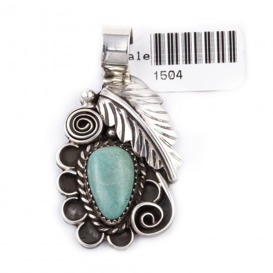 Flower and Leaf .925 Sterling Silver Certified Authentic Handmade Navajo Native American Natural Turquoise Pendant 1504 All Products NB180524003330 1504 (by LomaSiiva) Flower and Leaf .925 Sterling Silver Certified Authentic Handmade Navajo Native American Natural Turquoise Pendant 1504 All Products NB180524003330 1504 (by LomaSiiva)
