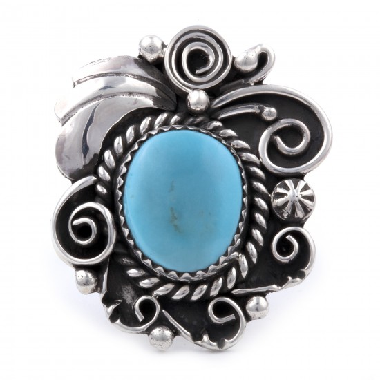 .925 Sterling Silver Flower Certified Authentic Handmade Navajo Native American Natural Turquoise Ring 13225 All Products NB180527003547 13225 (by LomaSiiva) .925 Sterling Silver Flower Certified Authentic Handmade Navajo Native American Natural Turquoise Ring 13225 All Products NB180527003547 13225 (by LomaSiiva)
