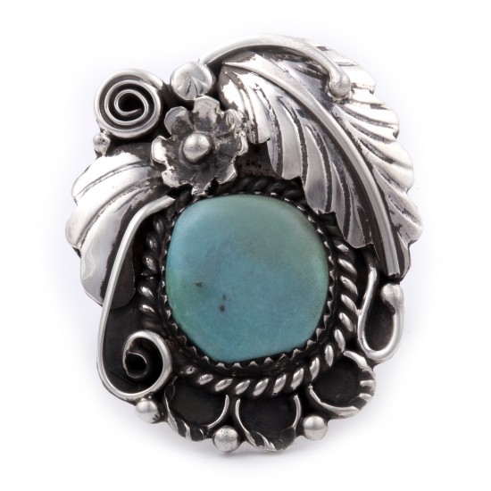 Flower and Leaf .925 Sterling Silver Certified Authentic Handmade Navajo Native American Natural Turquoise Ring 13224 All Products NB180527004605 13224 (by LomaSiiva) Flower and Leaf .925 Sterling Silver Certified Authentic Handmade Navajo Native American Natural Turquoise Ring 13224 All Products NB180527004605 13224 (by LomaSiiva)