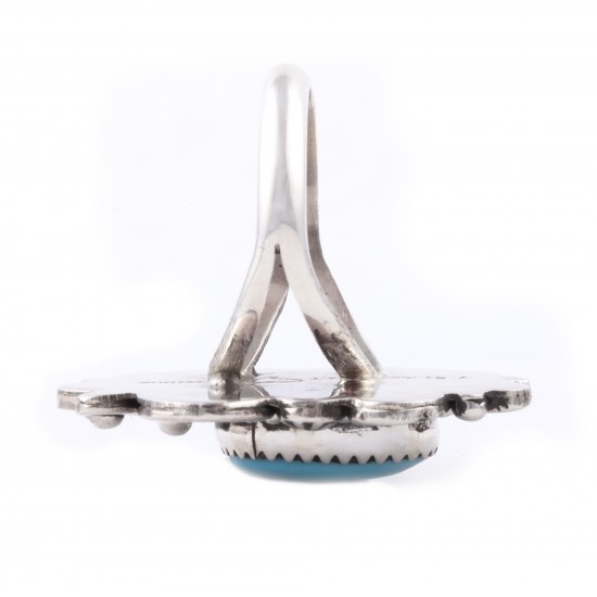 .925 Sterling Silver Flower Certified Authentic Handmade Navajo Native American Natural Turquoise Ring 13225 All Products NB180527003547 13225 (by LomaSiiva) .925 Sterling Silver Flower Certified Authentic Handmade Navajo Native American Natural Turquoise Ring 13225 All Products NB180527003547 13225 (by LomaSiiva)