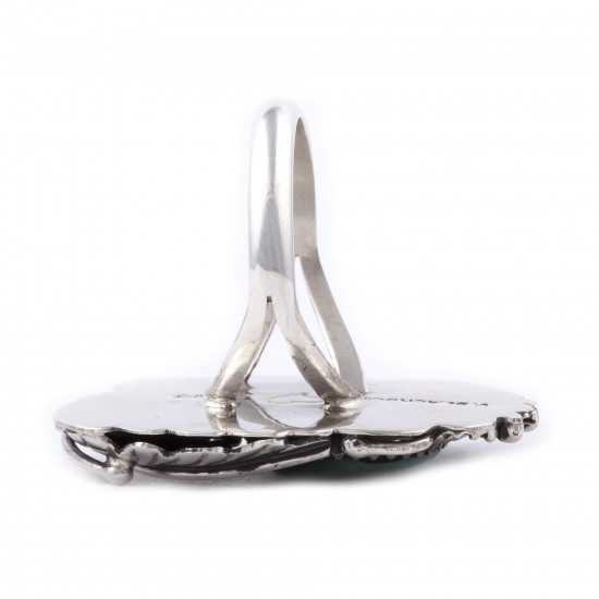 Flower and Leaf .925 Sterling Silver Certified Authentic Handmade Navajo Native American Natural Turquoise Ring 13224 All Products NB180527004605 13224 (by LomaSiiva) Flower and Leaf .925 Sterling Silver Certified Authentic Handmade Navajo Native American Natural Turquoise Ring 13224 All Products NB180527004605 13224 (by LomaSiiva)