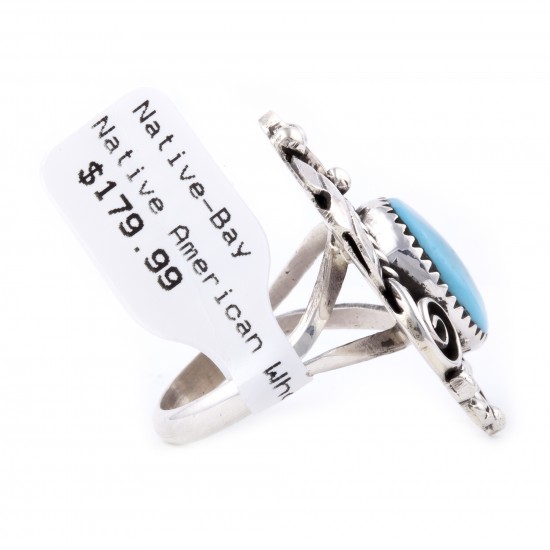 .925 Sterling Silver Flower Certified Authentic Handmade Navajo Native American Natural Turquoise Ring 13225 All Products NB180527003547 13225 (by LomaSiiva) .925 Sterling Silver Flower Certified Authentic Handmade Navajo Native American Natural Turquoise Ring 13225 All Products NB180527003547 13225 (by LomaSiiva)