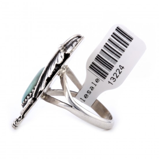 Flower and Leaf .925 Sterling Silver Certified Authentic Handmade Navajo Native American Natural Turquoise Ring 13224 All Products NB180527004605 13224 (by LomaSiiva) Flower and Leaf .925 Sterling Silver Certified Authentic Handmade Navajo Native American Natural Turquoise Ring 13224 All Products NB180527004605 13224 (by LomaSiiva)