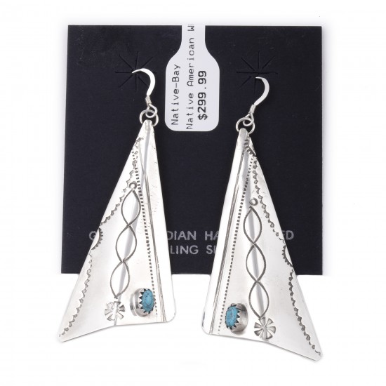 Sun .925 Sterling Silver Certified Authentic Handmade Navajo Native American Natural Turquoise Large Dangle Earrings 27256 All Products NB180524225526 27256 (by LomaSiiva) Sun .925 Sterling Silver Certified Authentic Handmade Navajo Native American Natural Turquoise Large Dangle Earrings 27256 All Products NB180524225526 27256 (by LomaSiiva)
