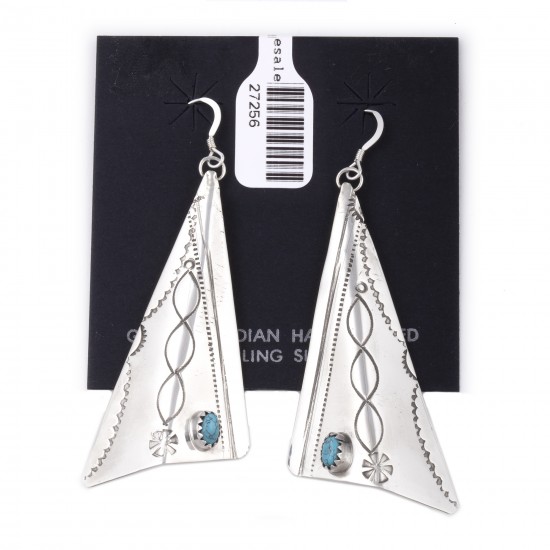 Sun .925 Sterling Silver Certified Authentic Handmade Navajo Native American Natural Turquoise Large Dangle Earrings 27256 All Products NB180524225526 27256 (by LomaSiiva) Sun .925 Sterling Silver Certified Authentic Handmade Navajo Native American Natural Turquoise Large Dangle Earrings 27256 All Products NB180524225526 27256 (by LomaSiiva)