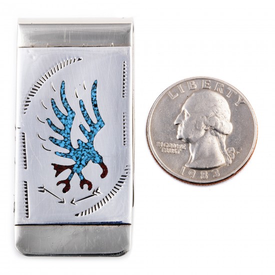 Eagle .925 Sterling Silver Ray Begay Certified Authentic Handmade Navajo Native American Natural Turquoise Coral Money Clip 11253-8 All Products NB180528231130 11253-8 (by LomaSiiva) Eagle .925 Sterling Silver Ray Begay Certified Authentic Handmade Navajo Native American Natural Turquoise Coral Money Clip 11253-8 All Products NB180528231130 11253-8 (by LomaSiiva)