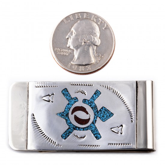 Turtle .925 Sterling Silver Ray Begay Certified Authentic Handmade Navajo Native American Natural Turquoise Coral Money Clip 11253-4 All Products NB180528225435 11253-4 (by LomaSiiva) Turtle .925 Sterling Silver Ray Begay Certified Authentic Handmade Navajo Native American Natural Turquoise Coral Money Clip 11253-4 All Products NB180528225435 11253-4 (by LomaSiiva)