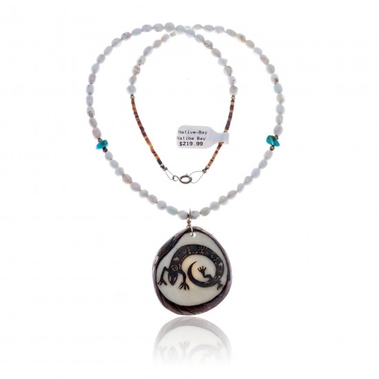 Lizard .925 Sterling Silver Certified Authentic Navajo Native American Turquoise White Howlite Necklace 11051-1 All Products NB1809262232253 11051-1 (by LomaSiiva) Lizard .925 Sterling Silver Certified Authentic Navajo Native American Turquoise White Howlite Necklace 11051-1 All Products NB1809262232253 11051-1 (by LomaSiiva)