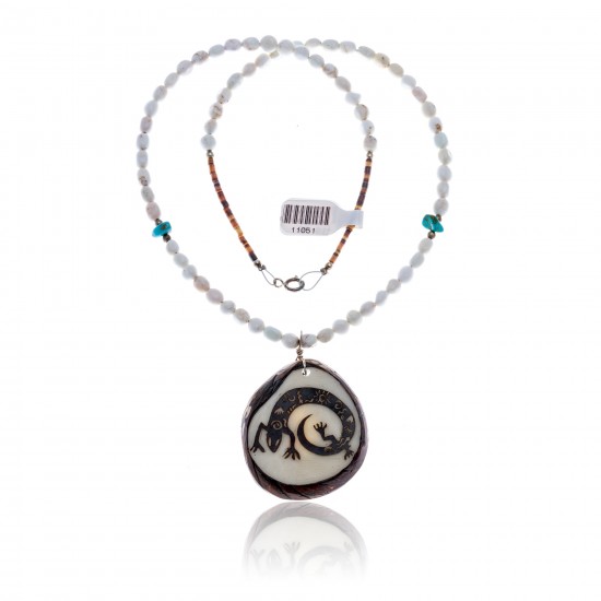 Lizard .925 Sterling Silver Certified Authentic Navajo Native American Turquoise White Howlite Necklace 11051-1 All Products NB1809262232253 11051-1 (by LomaSiiva) Lizard .925 Sterling Silver Certified Authentic Navajo Native American Turquoise White Howlite Necklace 11051-1 All Products NB1809262232253 11051-1 (by LomaSiiva)