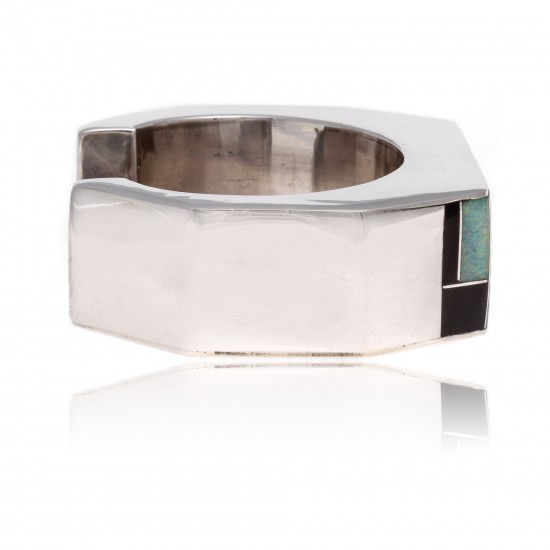 Inlay .925 Sterling Silver Certified Authentic Handmade Zuni Native American Opal and Black Onyx Cuff Bracelet 12469 All Products NB180925011018 12469 (by LomaSiiva) Inlay .925 Sterling Silver Certified Authentic Handmade Zuni Native American Opal and Black Onyx Cuff Bracelet 12469 All Products NB180925011018 12469 (by LomaSiiva)