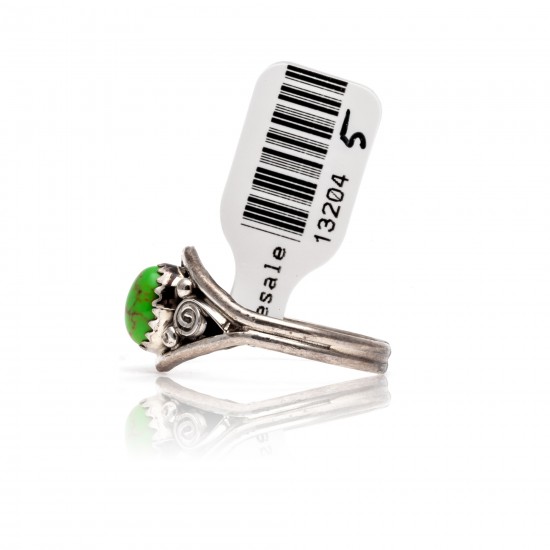 Gaspeite .925 Sterling Silver Certified Authentic Navajo Native American Handmade Ring 13204-5 All Products NB181009165426 13204-5 (by LomaSiiva) Gaspeite .925 Sterling Silver Certified Authentic Navajo Native American Handmade Ring 13204-5 All Products NB181009165426 13204-5 (by LomaSiiva)