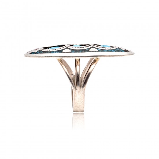 Arrow Shadow Box Natural Turquoise Chipped inlay Turquoise and Coral .925 Sterling Silver Certified Authentic Navajo Native American Handmade Ring 13204-6 All Products NB181009165427 13204-6 (by LomaSiiva) Arrow Shadow Box Natural Turquoise Chipped inlay Turquoise and Coral .925 Sterling Silver Certified Authentic Navajo Native American Handmade Ring 13204-6 All Products NB181009165427 13204-6 (by LomaSiiva)