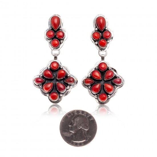 Coral .925 Starling Silver Certified Authentic Navajo Native American Handmade Post Earrings 18198-20 All Products NB181016201907 18198-20 (by LomaSiiva) Coral .925 Starling Silver Certified Authentic Navajo Native American Handmade Post Earrings 18198-20 All Products NB181016201907 18198-20 (by LomaSiiva)