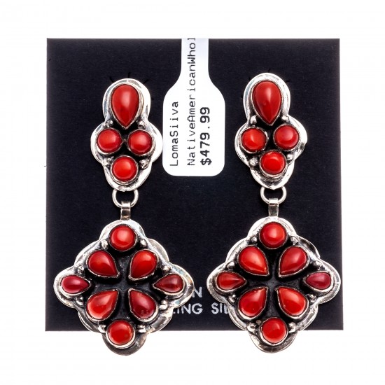 Coral .925 Starling Silver Certified Authentic Navajo Native American Handmade Post Earrings 18198-20 All Products NB181016201907 18198-20 (by LomaSiiva) Coral .925 Starling Silver Certified Authentic Navajo Native American Handmade Post Earrings 18198-20 All Products NB181016201907 18198-20 (by LomaSiiva)