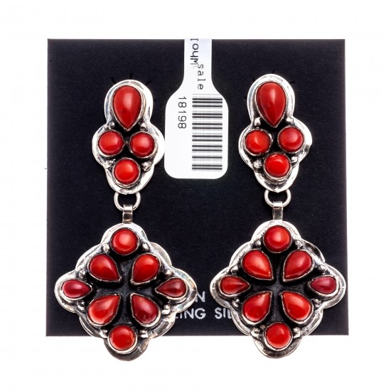 Coral .925 Starling Silver Certified Authentic Navajo Native American Handmade Post Earrings 18198-20 All Products NB181016201907 18198-20 (by LomaSiiva) Coral .925 Starling Silver Certified Authentic Navajo Native American Handmade Post Earrings 18198-20 All Products NB181016201907 18198-20 (by LomaSiiva)