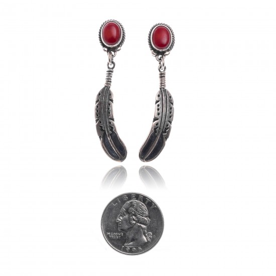 Coral .925 Sterling Silver Certified Authentic Navajo Native American Handmade Feather Post Earrings 18315-91 All Products NB181016201913 18315-91 (by LomaSiiva) Coral .925 Sterling Silver Certified Authentic Navajo Native American Handmade Feather Post Earrings 18315-91 All Products NB181016201913 18315-91 (by LomaSiiva)