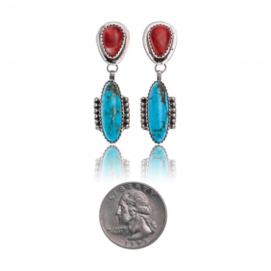 Natural Turquoise Spiny Oyster .925 Sterling Silver Certified Authentic Navajo Native American Handmade Post Earrings 18316-3 All Products NB181016201915 18316-3 (by LomaSiiva) Natural Turquoise Spiny Oyster .925 Sterling Silver Certified Authentic Navajo Native American Handmade Post Earrings 18316-3 All Products NB181016201915 18316-3 (by LomaSiiva)