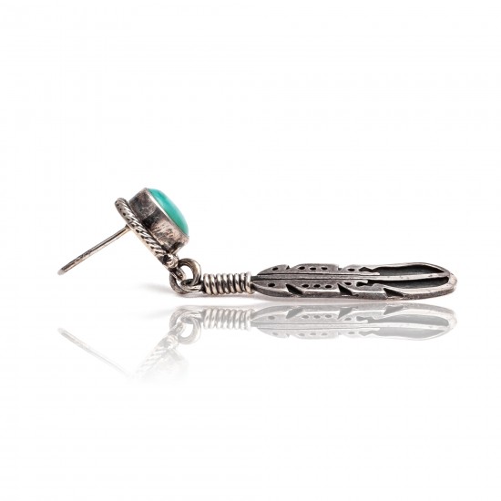 Natural Turquoise .925 Sterling Silver Certified Authentic Navajo Native American Handmade Feather Post Earrings 18317 All Products NB181016201914 18317 (by LomaSiiva) Natural Turquoise .925 Sterling Silver Certified Authentic Navajo Native American Handmade Feather Post Earrings 18317 All Products NB181016201914 18317 (by LomaSiiva)