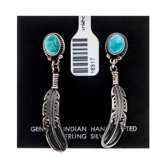 Natural Turquoise .925 Sterling Silver Certified Authentic Navajo Native American Handmade Feather Post Earrings 18317 All Products NB181016201914 18317 (by LomaSiiva) Natural Turquoise .925 Sterling Silver Certified Authentic Navajo Native American Handmade Feather Post Earrings 18317 All Products NB181016201914 18317 (by LomaSiiva)