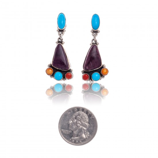 Natural Turquoise Multicolor Stone .925 Sterling Silver Certified Authentic Navajo Native American Handmade Post Earrings 18319-1 All Products NB181016201911 18319-1 (by LomaSiiva) Natural Turquoise Multicolor Stone .925 Sterling Silver Certified Authentic Navajo Native American Handmade Post Earrings 18319-1 All Products NB181016201911 18319-1 (by LomaSiiva)