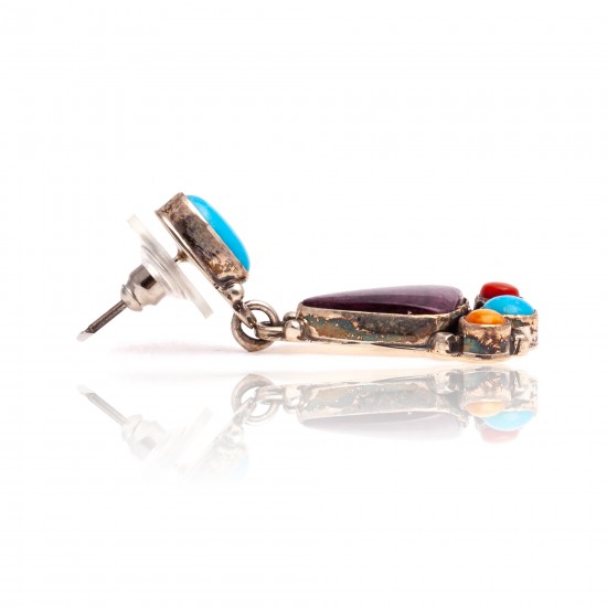 Natural Turquoise Multicolor Stone .925 Sterling Silver Certified Authentic Navajo Native American Handmade Post Earrings 18319-1 All Products NB181016201911 18319-1 (by LomaSiiva) Natural Turquoise Multicolor Stone .925 Sterling Silver Certified Authentic Navajo Native American Handmade Post Earrings 18319-1 All Products NB181016201911 18319-1 (by LomaSiiva)