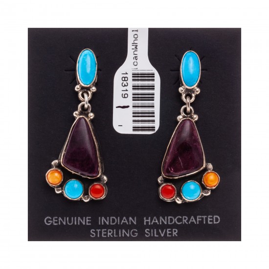 Natural Turquoise Multicolor Stone .925 Sterling Silver Certified Authentic Navajo Native American Handmade Post Earrings 18319-1 All Products NB181016201911 18319-1 (by LomaSiiva) Natural Turquoise Multicolor Stone .925 Sterling Silver Certified Authentic Navajo Native American Handmade Post Earrings 18319-1 All Products NB181016201911 18319-1 (by LomaSiiva)