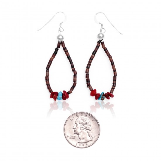 Natural Turquoise and Coral .925 Sterling Silver Hooks Certified Authentic Navajo Native American Hoop Dangle Earrings 18337 All Products NB18337 18337 (by LomaSiiva) Natural Turquoise and Coral .925 Sterling Silver Hooks Certified Authentic Navajo Native American Hoop Dangle Earrings 18337 All Products NB18337 18337 (by LomaSiiva)