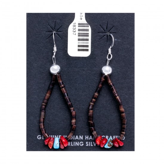 Natural Turquoise and Coral .925 Sterling Silver Hooks Certified Authentic Navajo Native American Hoop Dangle Earrings 18337 All Products NB18337 18337 (by LomaSiiva) Natural Turquoise and Coral .925 Sterling Silver Hooks Certified Authentic Navajo Native American Hoop Dangle Earrings 18337 All Products NB18337 18337 (by LomaSiiva)