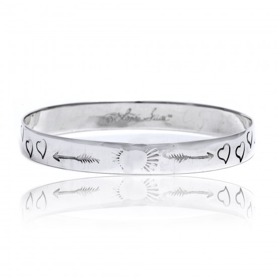 Heart Arrow Feather Sun .925 Sterling Silver Certified Authentic Hopi Handmade Native American Bangle Bracelet 22215 All Products 391008126410 22215 (by LomaSiiva) Heart Arrow Feather Sun .925 Sterling Silver Certified Authentic Hopi Handmade Native American Bangle Bracelet 22215 All Products 391008126410 22215 (by LomaSiiva)