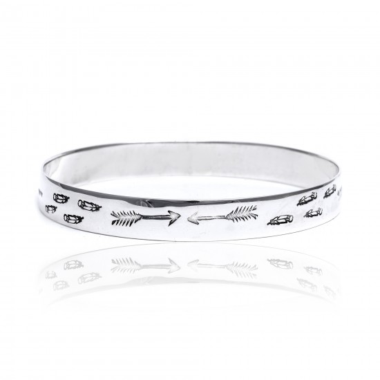 Heart Arrow Feather Sun .925 Sterling Silver Certified Authentic Hopi Handmade Native American Bangle Bracelet 22215 All Products 391008126410 22215 (by LomaSiiva) Heart Arrow Feather Sun .925 Sterling Silver Certified Authentic Hopi Handmade Native American Bangle Bracelet 22215 All Products 391008126410 22215 (by LomaSiiva)