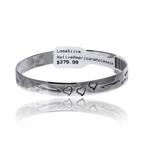 Heart Arrow Feather Sun .925 Sterling Silver Certified Authentic Hopi Handmade Native American Bangle Bracelet 22215 All Products 391008126410 22215 (by LomaSiiva) Heart Arrow Feather Sun .925 Sterling Silver Certified Authentic Hopi Handmade Native American Bangle Bracelet 22215 All Products 391008126410 22215 (by LomaSiiva)