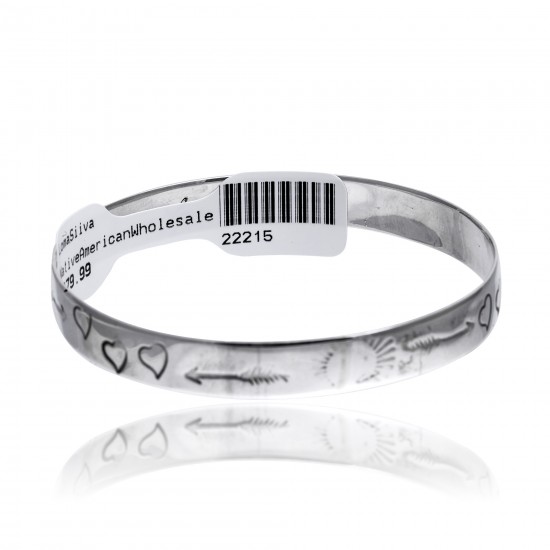 Heart Arrow Feather Sun .925 Sterling Silver Certified Authentic Hopi Handmade Native American Bangle Bracelet 22215 All Products 391008126410 22215 (by LomaSiiva) Heart Arrow Feather Sun .925 Sterling Silver Certified Authentic Hopi Handmade Native American Bangle Bracelet 22215 All Products 391008126410 22215 (by LomaSiiva)