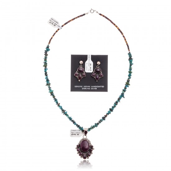 Natural Turquoise Purple Spiny Oyster .925 Sterling Silver Certified Authentic Navajo Native American Handmade Pendant Earnings Set 24519-15222-18198-10 Sets NB1809262232260 24519-15222-18198-10 (by LomaSiiva) Natural Turquoise Purple Spiny Oyster .925 Sterling Silver Certified Authentic Navajo Native American Handmade Pendant Earnings Set 24519-15222-18198-10 Sets NB1809262232260 24519-15222-18198-10 (by LomaSiiva)