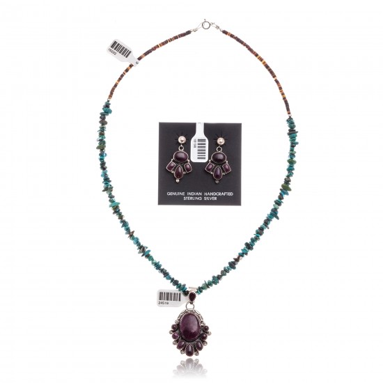 Natural Turquoise Purple Spiny Oyster .925 Sterling Silver Certified Authentic Navajo Native American Handmade Pendant Earnings Set 24519-15222-18198-10 Sets NB1809262232260 24519-15222-18198-10 (by LomaSiiva) Natural Turquoise Purple Spiny Oyster .925 Sterling Silver Certified Authentic Navajo Native American Handmade Pendant Earnings Set 24519-15222-18198-10 Sets NB1809262232260 24519-15222-18198-10 (by LomaSiiva)
