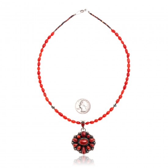 Natural Turquoise Coral Red Jasper .925 Sterling Silver Certified Authentic Navajo Native American Necklace 24520-17029 All Products NB1809262232259 24520-17029 (by LomaSiiva) Natural Turquoise Coral Red Jasper .925 Sterling Silver Certified Authentic Navajo Native American Necklace 24520-17029 All Products NB1809262232259 24520-17029 (by LomaSiiva)