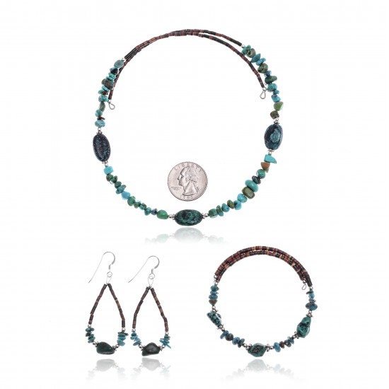 Natural Turquoise Certified Authentic Navajo Native American Adjustable Bracelet Choker Necklace and Dangle Earrings Set 25498-12732-14-13009 Sets NB181207223251 25498-12732-14-13009 (by LomaSiiva) Natural Turquoise Certified Authentic Navajo Native American Adjustable Bracelet Choker Necklace and Dangle Earrings Set 25498-12732-14-13009 Sets NB181207223251 25498-12732-14-13009 (by LomaSiiva)