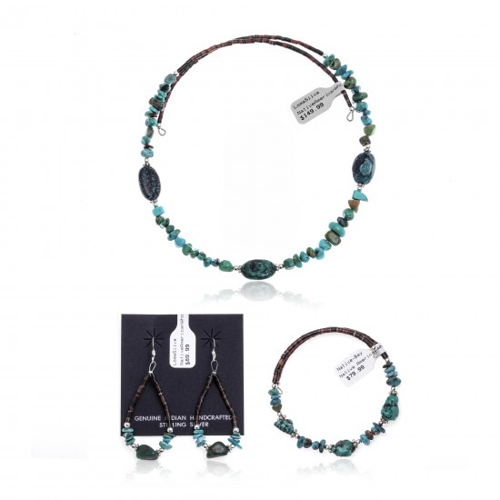 Natural Turquoise Certified Authentic Navajo Native American Adjustable Bracelet Choker Necklace and Dangle Earrings Set 25498-12732-14-13009 Sets NB181207223251 25498-12732-14-13009 (by LomaSiiva) Natural Turquoise Certified Authentic Navajo Native American Adjustable Bracelet Choker Necklace and Dangle Earrings Set 25498-12732-14-13009 Sets NB181207223251 25498-12732-14-13009 (by LomaSiiva)