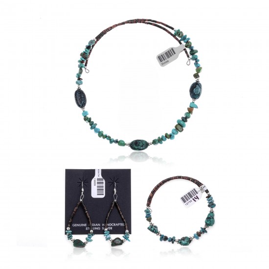 Natural Turquoise Certified Authentic Navajo Native American Adjustable Bracelet Choker Necklace and Dangle Earrings Set 25498-12732-14-13009 Sets NB181207223251 25498-12732-14-13009 (by LomaSiiva) Natural Turquoise Certified Authentic Navajo Native American Adjustable Bracelet Choker Necklace and Dangle Earrings Set 25498-12732-14-13009 Sets NB181207223251 25498-12732-14-13009 (by LomaSiiva)