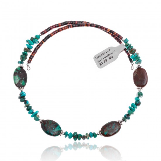 Natural Turquoise Certified Authentic Navajo Native American Adjustable 4 Stone Choker Wrap Necklace 25499 All Products NB180926223227 25499 (by LomaSiiva) Natural Turquoise Certified Authentic Navajo Native American Adjustable 4 Stone Choker Wrap Necklace 25499 All Products NB180926223227 25499 (by LomaSiiva)