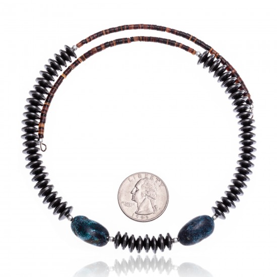 Natural Turquoise and Hematite Certified Authentic Navajo Native American Adjustable Choker Wrap Necklace and Chain 25560 All Products NB180926223231 25560 (by LomaSiiva) Natural Turquoise and Hematite Certified Authentic Navajo Native American Adjustable Choker Wrap Necklace and Chain 25560 All Products NB180926223231 25560 (by LomaSiiva)
