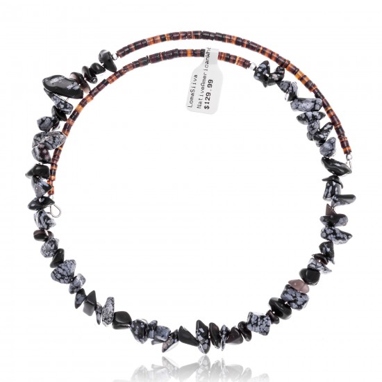 Snowflake Obsidian Certified Authentic Navajo Native American Adjustable Choker Wrap Necklace 25567 All Products NB180926223237 25567 (by LomaSiiva) Snowflake Obsidian Certified Authentic Navajo Native American Adjustable Choker Wrap Necklace 25567 All Products NB180926223237 25567 (by LomaSiiva)