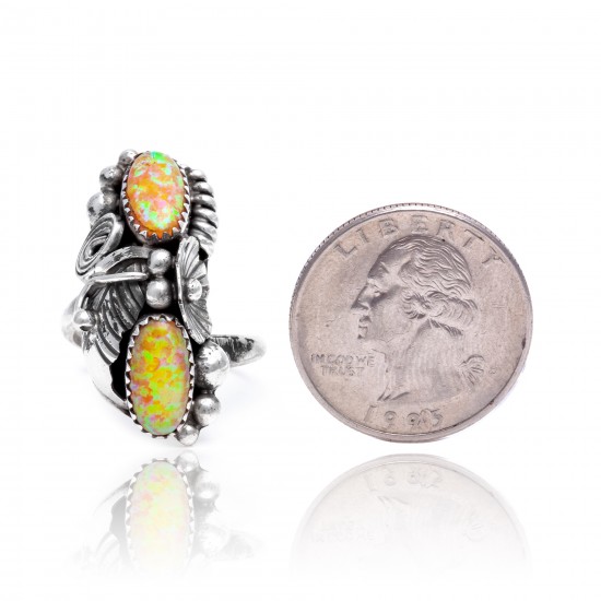 Flower and Leaf Opal .925 Sterling Silver Certified Authentic Navajo Native American Handmade Adjustable Ring 26208-0 All Products NB15122322282122 26208-0 (by LomaSiiva) Flower and Leaf Opal .925 Sterling Silver Certified Authentic Navajo Native American Handmade Adjustable Ring 26208-0 All Products NB15122322282122 26208-0 (by LomaSiiva)